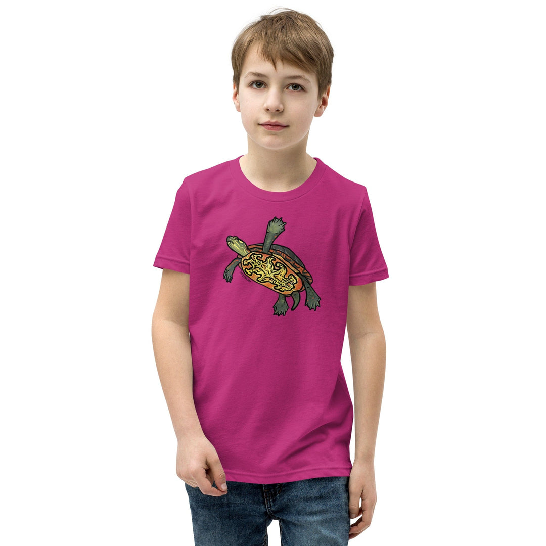 Camiseta de manga corta juvenil de tortuga pintada, linda camiseta de tortuga 